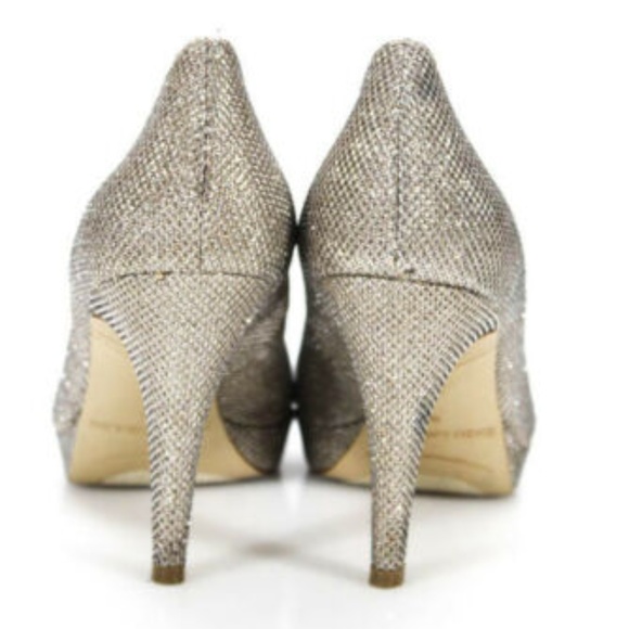 Enzo Angiolini Gold Metallic Sequin Peep Toe sz 6 - Picture 4 of 6